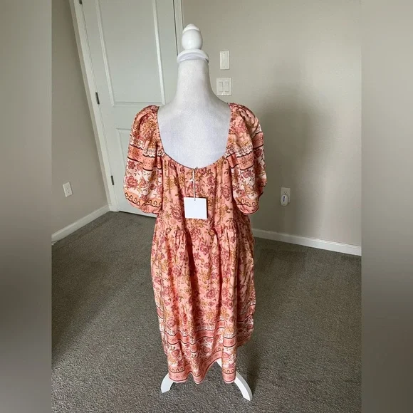 NWT Baevely Peach and Pink Floral Mini Dress Sizes 1X and 2X - Picture 7 of 10